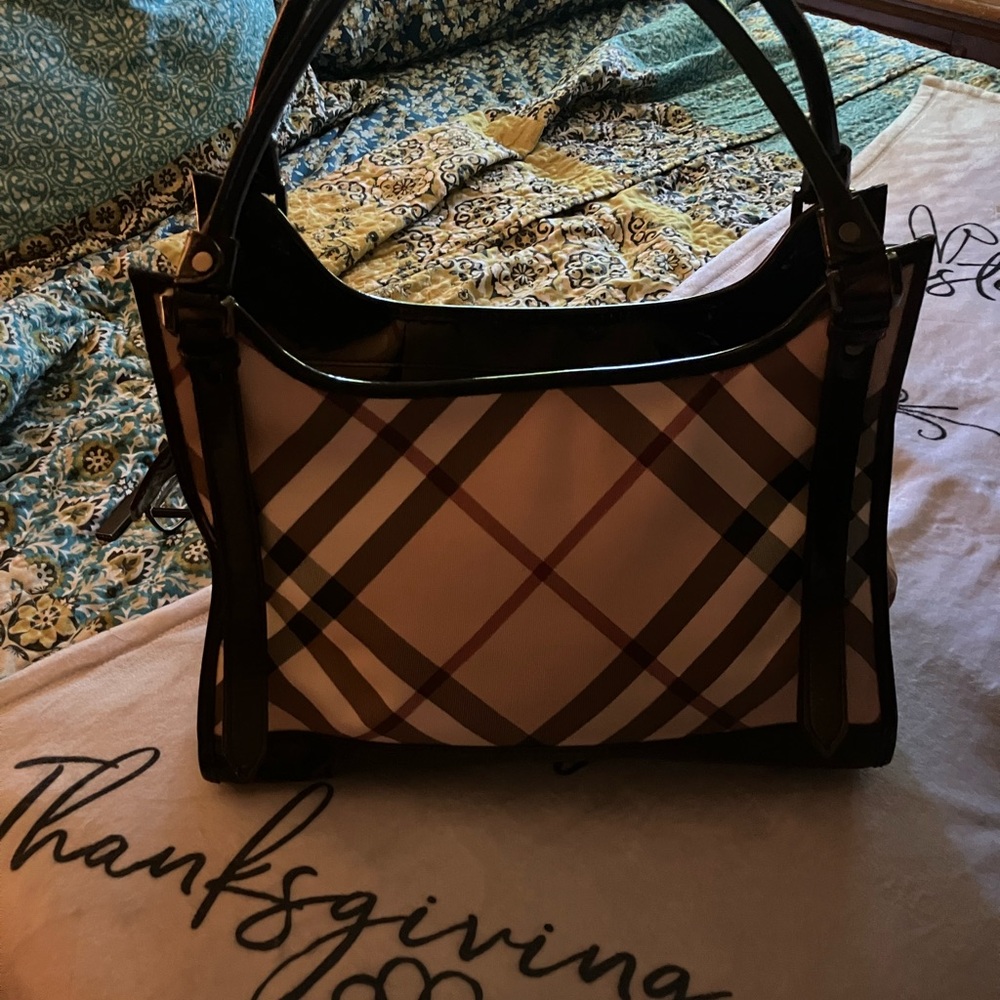 Burberry Brown and Cream Plaid Shoulder Bag AUTHENTIC - Picture 2 of 9